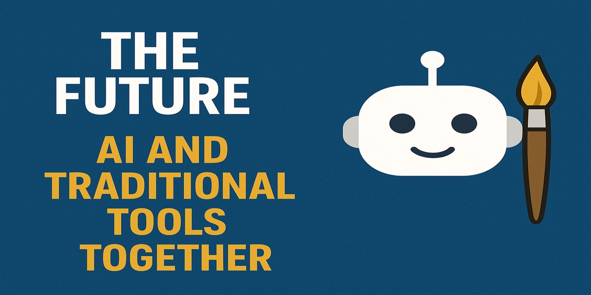 Future of AI and traditional photo editing collaboration concept