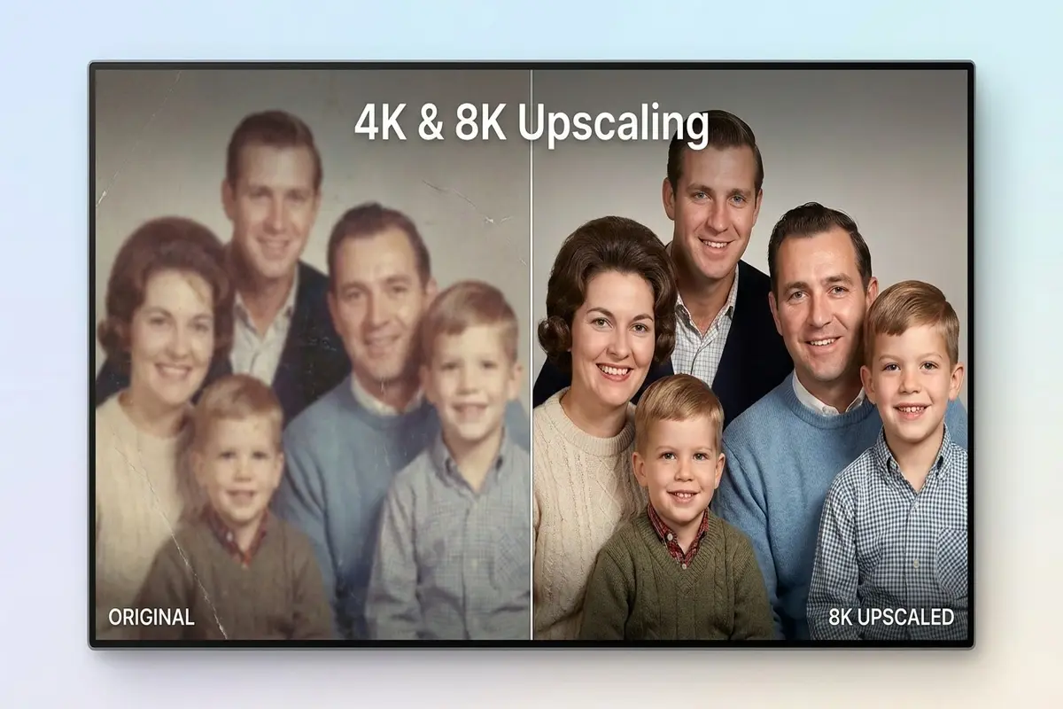 How to upscale images to 4K and 8K quality with AI before and after comparison