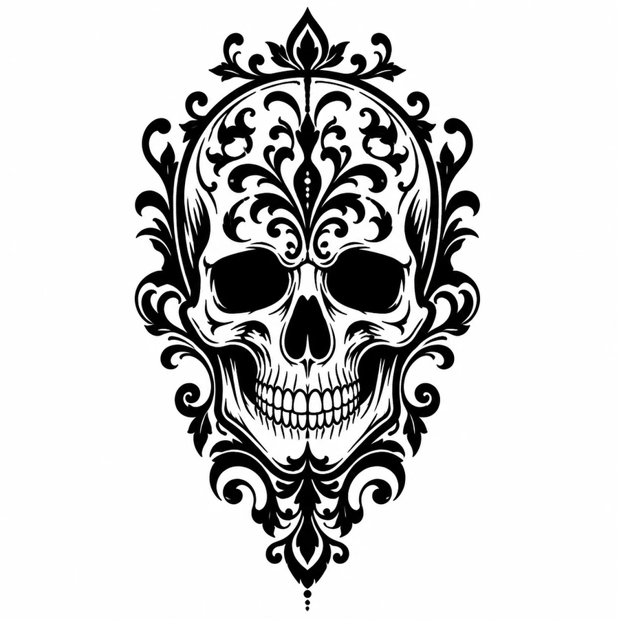 AI blackwork tattoo example: Blackwork Skull
