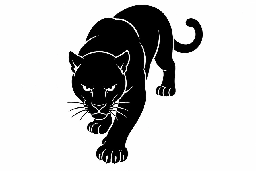 AI blackwork tattoo example: Solid Panther