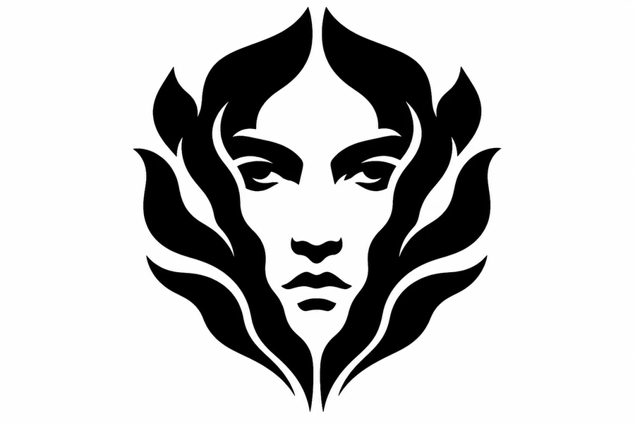 AI blackwork tattoo example: Negative Face