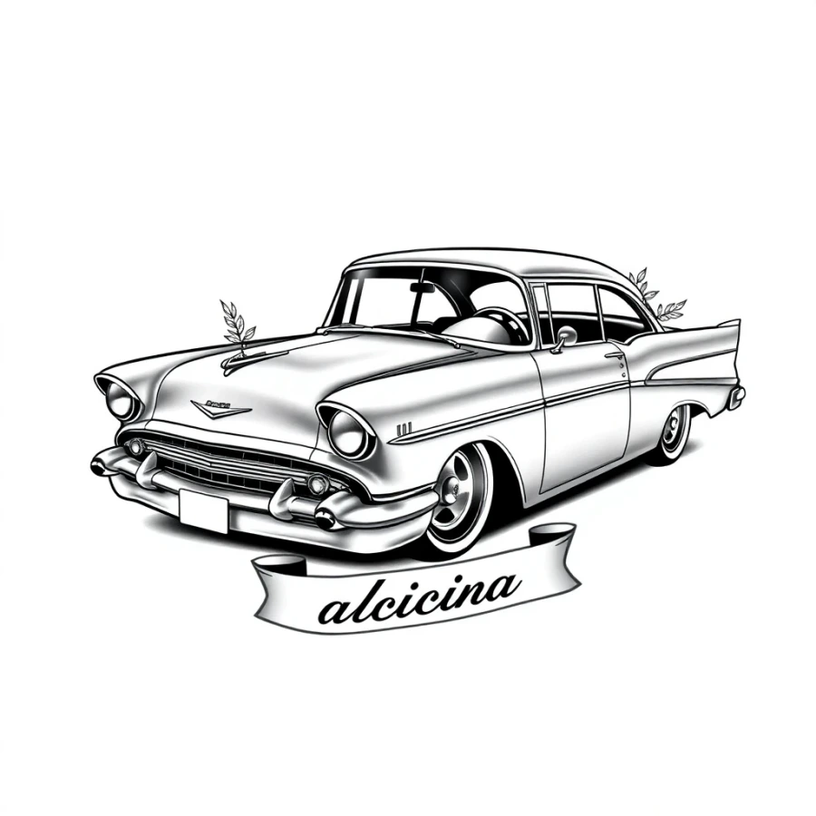 AI chicano tattoo example: Lowrider Car
