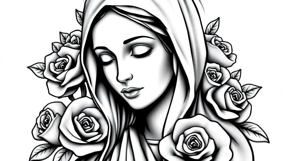 AI chicano tattoo example: Virgin Portrait