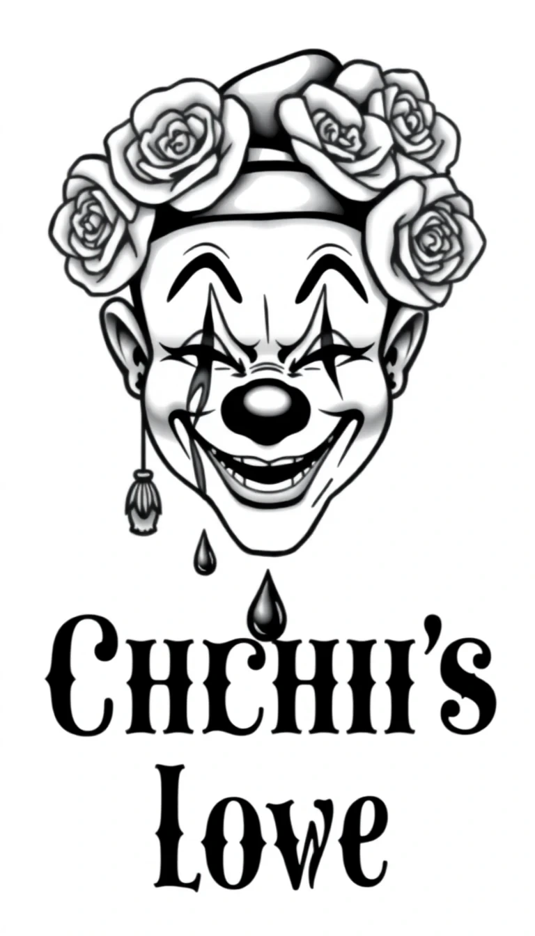 AI chicano tattoo example: Clown Smile