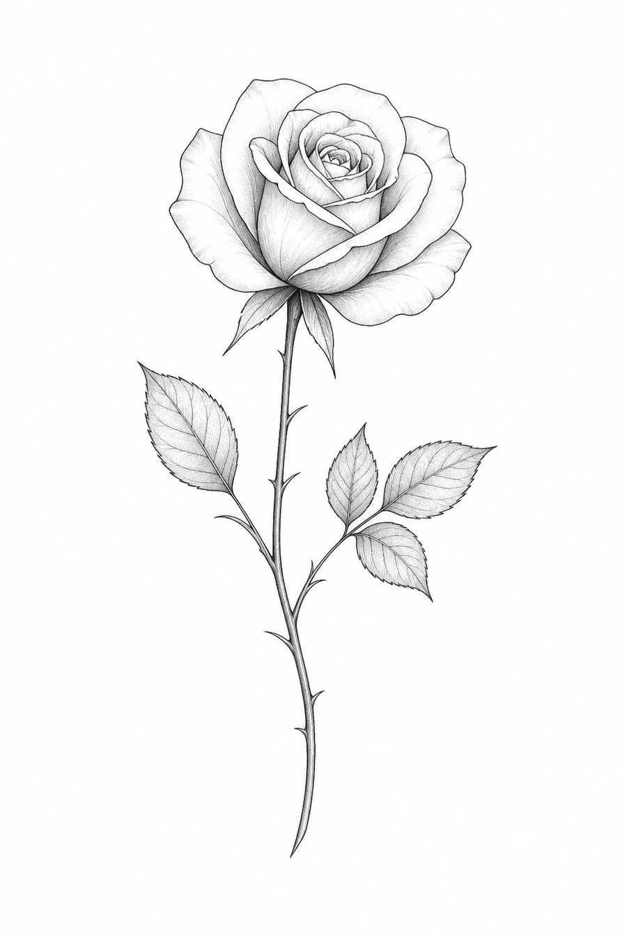 AI fine line tattoo example: Fine Line Rose