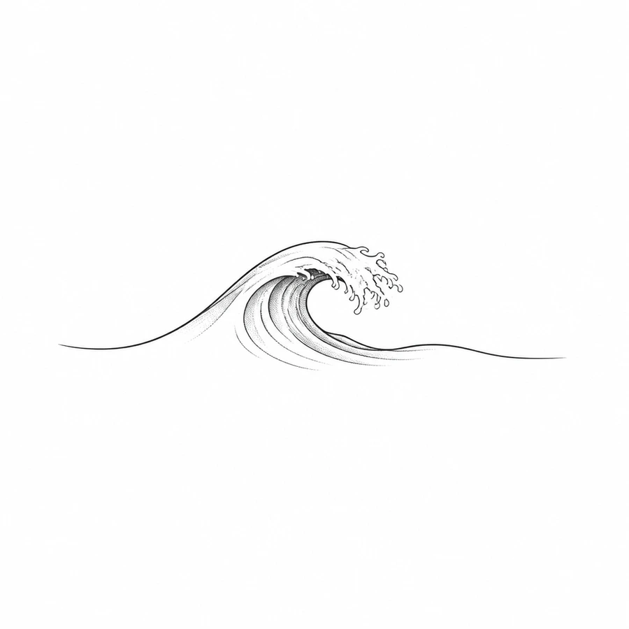 AI fine line tattoo example: Fine Wave