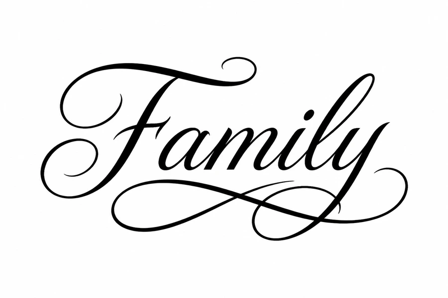 AI lettering tattoo example: Script Family