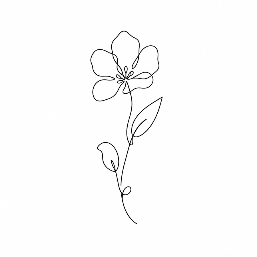 AI minimalist tattoo example: Line Flower