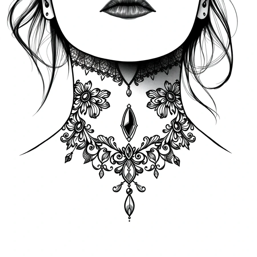 AI ornamental tattoo example: Jewelry Choker