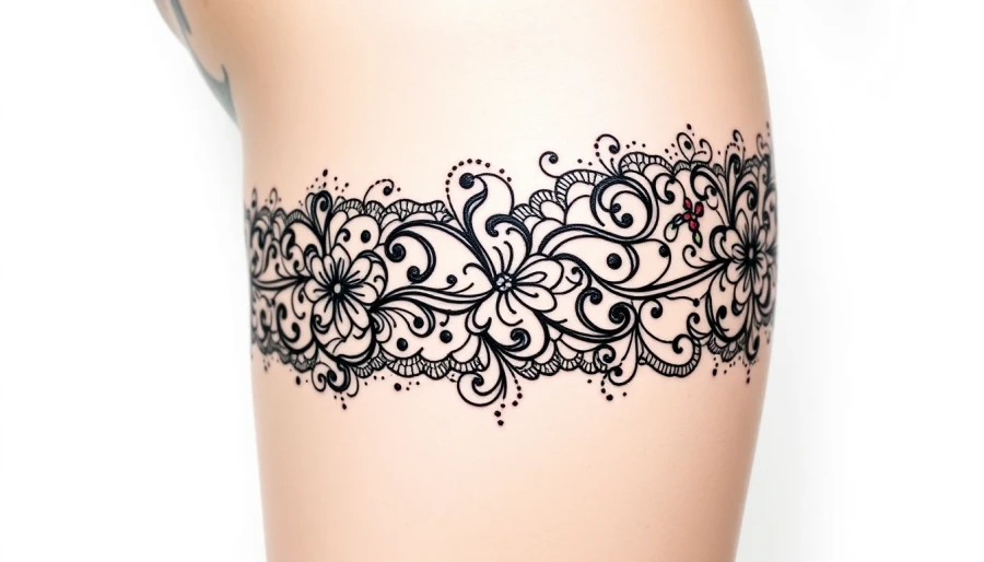 AI ornamental tattoo example: Lace Thigh