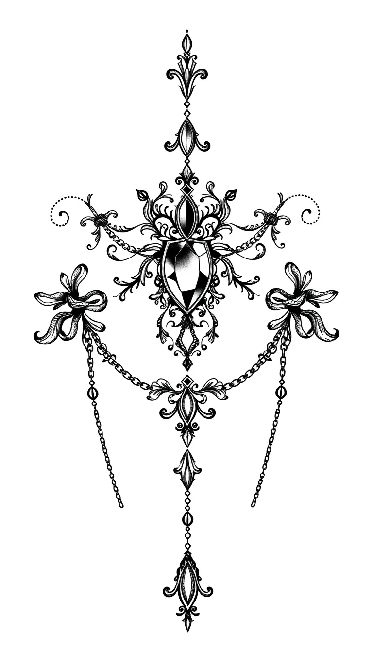 AI ornamental tattoo example: Sternum Jewel