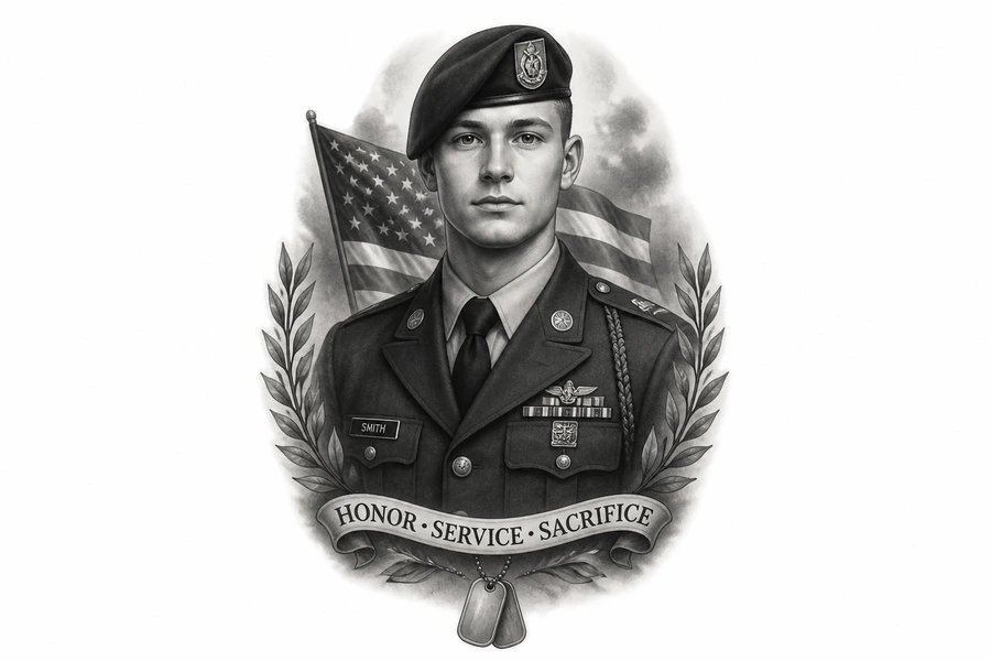 AI portrait tattoo example: Soldier Portrait