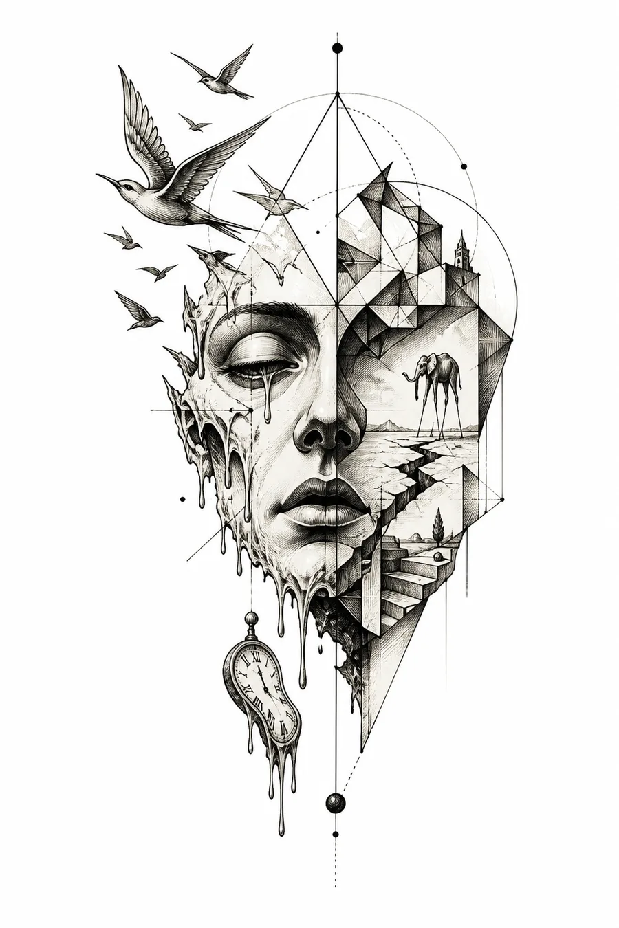Surrealism tattoo reference variation
