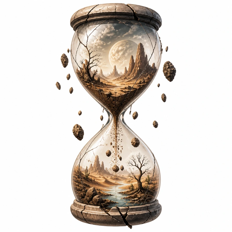 AI surrealism tattoo example: Hourglass Desert